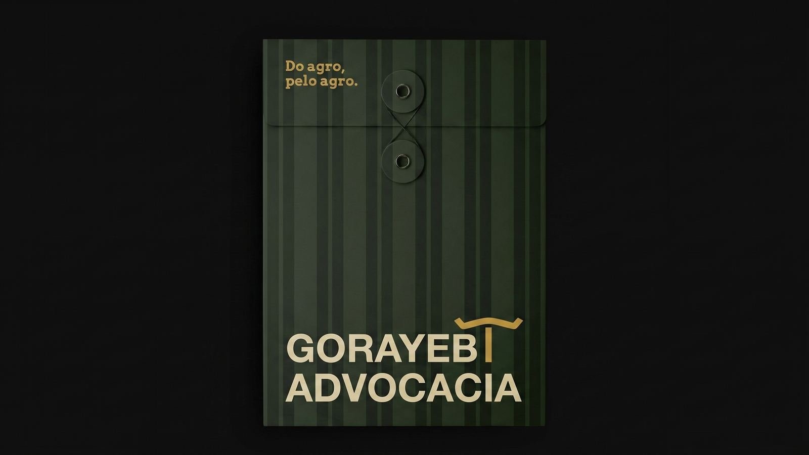 Envelope verde da Gorayeb Advocacia com a assinatura Do agro, pelo agro